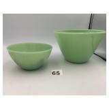 FIRE-KING JADEITE GLASS MIXING BOWLS, RIBBED AND