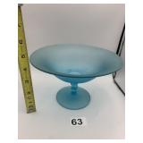 FROSTED BLUE GLASS COMPOTE.