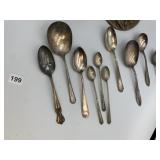 ASSORTED SILVER-TONE METAL SPOONS, ORNATE
