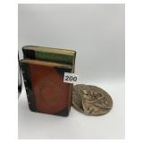 DECORATIVE WALL SHELF, FAUX BOOKS, GILT ACCENTS,