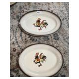 METLOX POPPY TRAIL RED ROOSTER HAND PAINTED OVAL