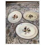 METLOX PONDEROSA RED ROOSTER OVAL PLATTERS, HAND