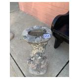 CAST CONCRETE GARDEN PEDESTAL W/ CLASSICAL MASK,