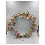 METAL DECORATIVE WREATH, FLORAL LEAF DESIGN W/