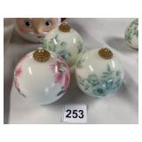 SPHERICAL ORNAMENT-STYLE CANDLES, FLORAL MOTIFS,