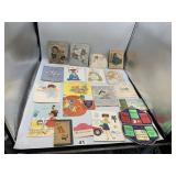 VINTAGE GREETING CARDS, SEWING NEEDLES,