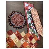 QUILTED FABRIC RUNNERS, PUMPKIN, FALL FLORAL,