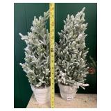 POTTED ARTIFICIAL FROSTED CHRISTMAS TREES, WINTER