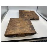 VTG HAND-CARVED WOODEN STANDS, RUSTIC PATINA,