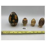 MADE IN INDIA DECORATIVE EGGS W/ STANDS, FLORAL