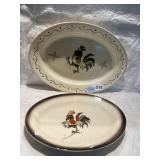 METLOX POPPYTRAIL OVAL CERAMIC PLATTERS, ROOSTER