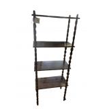 WOODEN TIERED DISPLAY SHELF, TURNED SPINDLE