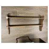 OAK WALL SHELF, TWO TIERS, VISIBLE JOINERY.
