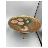 VINTAGE HAND-PAINTED PEDESTAL COMPOTE, PINK