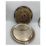 OLD ENGLISH SILVERPLATE OVAL TRAY, FLORENTIA HAND