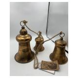 HIMALAYAN HANDCRAFTED BRONZE-TONE BELLS W/ ROPE