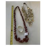 MULTI-STRAND SILVER-TONE NECKLACE W/ GOLD-TONE