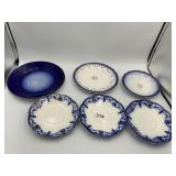 JOHNSON BROS ASSORTED PLATES AND SAUCERS, BLUE