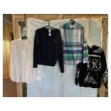 PERRY ELLIS PLAID SHIRT M, LACOSTE 100% COTTON