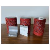 THRESHOLD RED PIERCED SOLAR TABLETOP LANTERN,