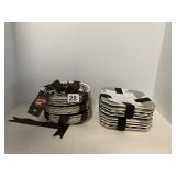 ADAM LIPPES STONEWARE STRIPED APPETIZER PLATES,