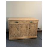 BURL WOOD VENEER SERVER, PULL-OUT LEAVES,