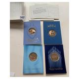 HANUKKAH COMMEMORATIVE METAL TOKENS, MENORAH &