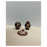 JAPANESE HAND PAINTED CERAMIC URN, FIGURAL