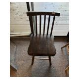 WOODEN SLAT BACK CHAIR, DARK STAINED FINISH,