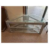 MODERN METAL AND GLASS ENTERTAINMENT STAND,
