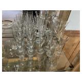 ASSORTED GLASS STEMWARE, CHAMPAGNE FLUTES, WINE