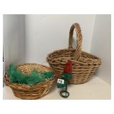 WICKER DECORATIVE BELL BASKET W/ ROSE, WICKER