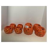 CERAMIC PUMPKIN CANDLE HOLDERS, JACK-O-LANTERN