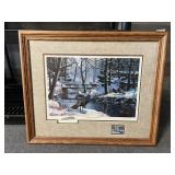 KEN ZYLLA FRAMED PRINT, "COMING TOGETHER", SNOWY