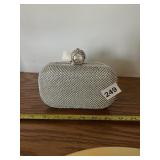 ENVS RHINESTONE CLUTCH PURSE, SILVER-TONE