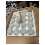 40PC BOX GLASS STORAGE JARS W/ CORK AND PLASTIC