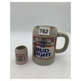 BUD LIGHT CERAMIC STEIN W/ MINI STEIN, W.GERMANY