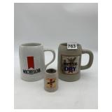 MICHELOB & MICHELOB DRY CERAMIC STEINS W/ MINI