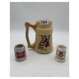 MILLER LITE 1985 POOL STEIN, (2) MILLER HIGH LIFE