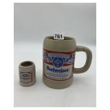 BUDWEISER CERAMIC STEIN W/ MINI STEIN, W.GERMANY