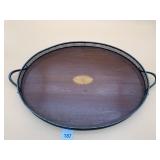 SHEFFIELD SILVER ON COPPER OVAL TRAY W/ INLAID