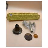ASSORTED HOUSEHOLD ITEMS, YELLOW SCROLLED METAL