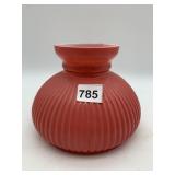 RED RIBBED OPALINE GLASS LIGHT SHADE, WHITE