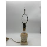 CARVED ALABASTER TABLE LAMP, URN FORM, SQUARE