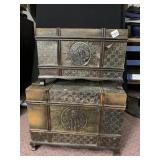 DECORATIVE WOODEN STORAGE CHESTS, EMBOSSED PALM