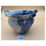 STUDIO POTTERY BOWL, BLUE SPLATTER GLAZE, DUAL