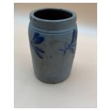 STONEWARE JAR, BLUE FOLIAGE DECORATION, R.C.R.