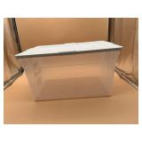 CLEAR PLASTIC STORAGE BIN W/ LID, STACKABLE