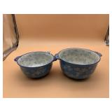 TEMPTATIONS CERAMIC HANDLED BOWLS (2), BLUE
