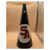 VINTAGE METAL MEGAPHONE, BLACK W/ RED "SA" LOGO,